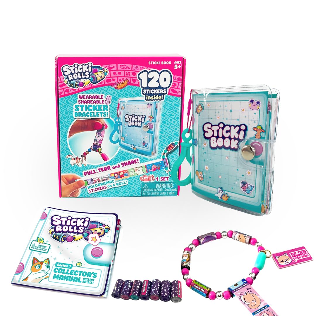 Sky Castle STICKI Rolls Sticki Book — Wearable Sticker Bracelet + 120 Mini Stickers, 50 Activity Pages (Series 1)