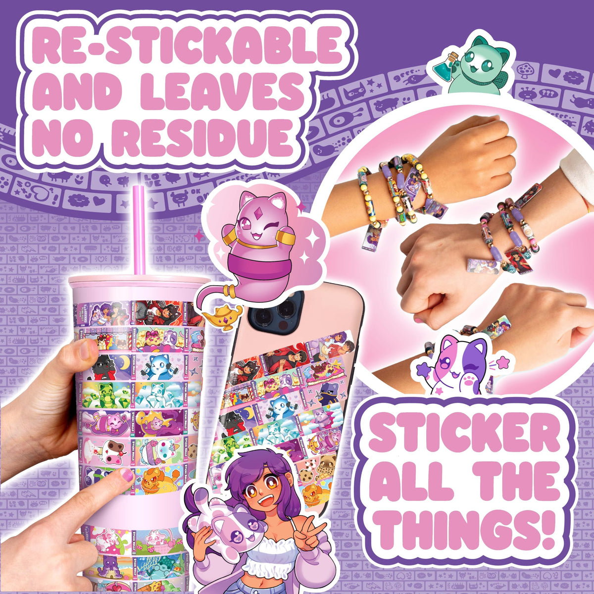 Sticki Rolls x Aphmau Pendant & Bracelet Set – Limited Edition with 120 Stickers