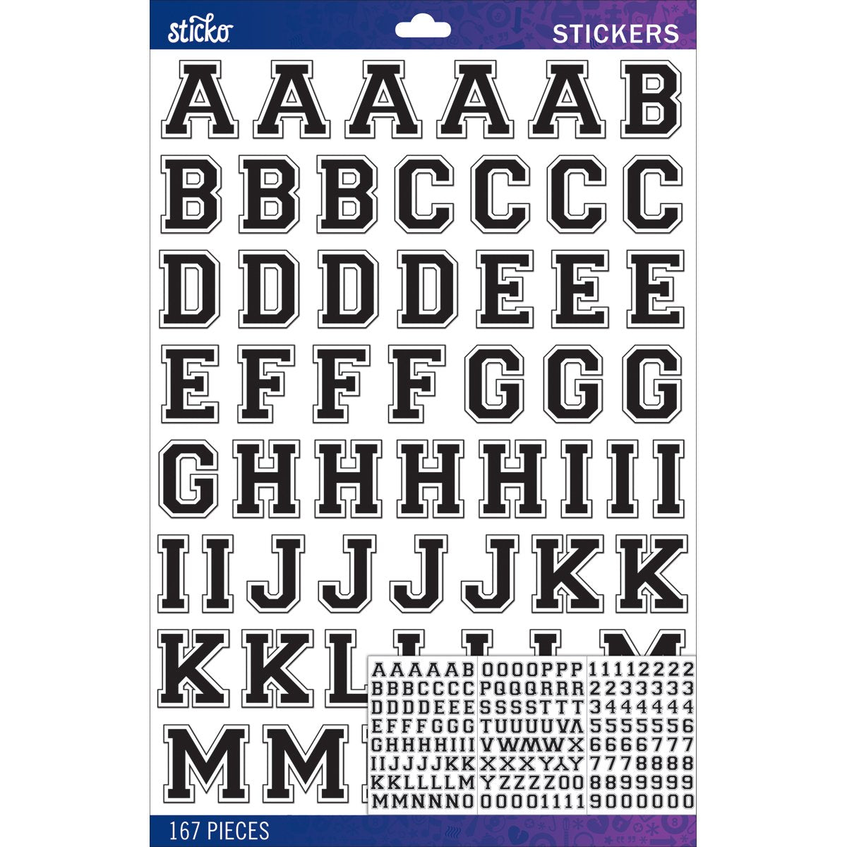 Sticko E5290116 Alphabet Varsity Stickers, Large, Black