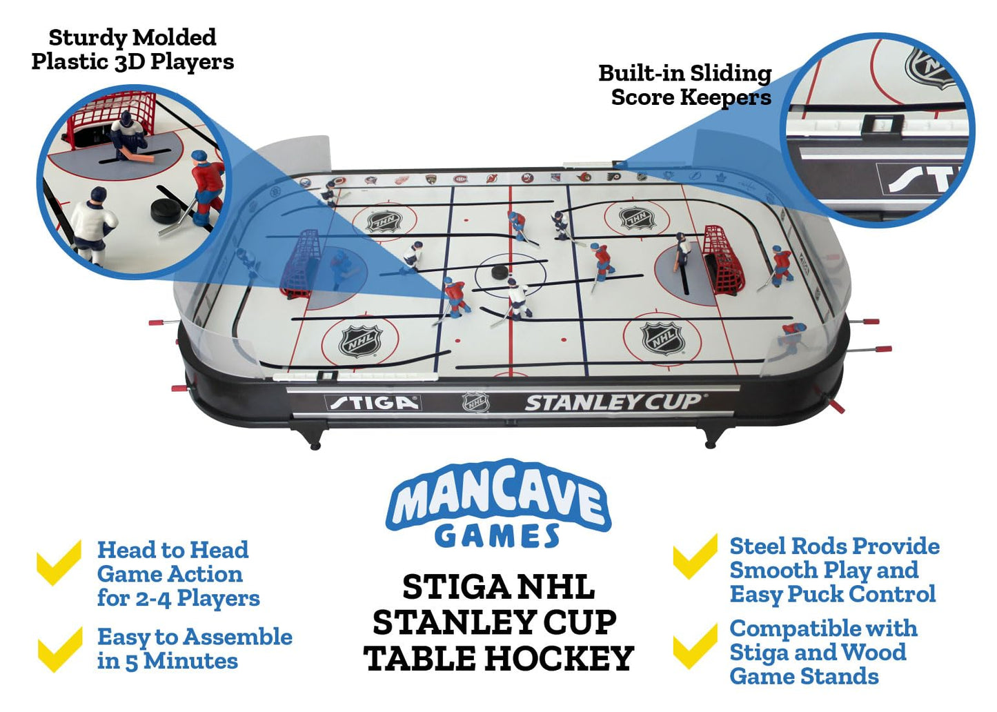 STIGA Stanley Cup 3T Table Hockey Game — 3-Team NHL Rink Replica