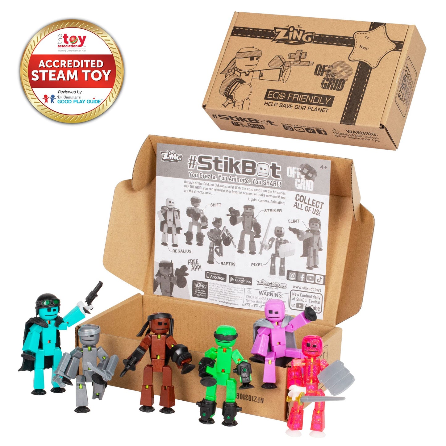 StikBot Zing Off the Grid Pack – 6 Poseable Figures with Accessories