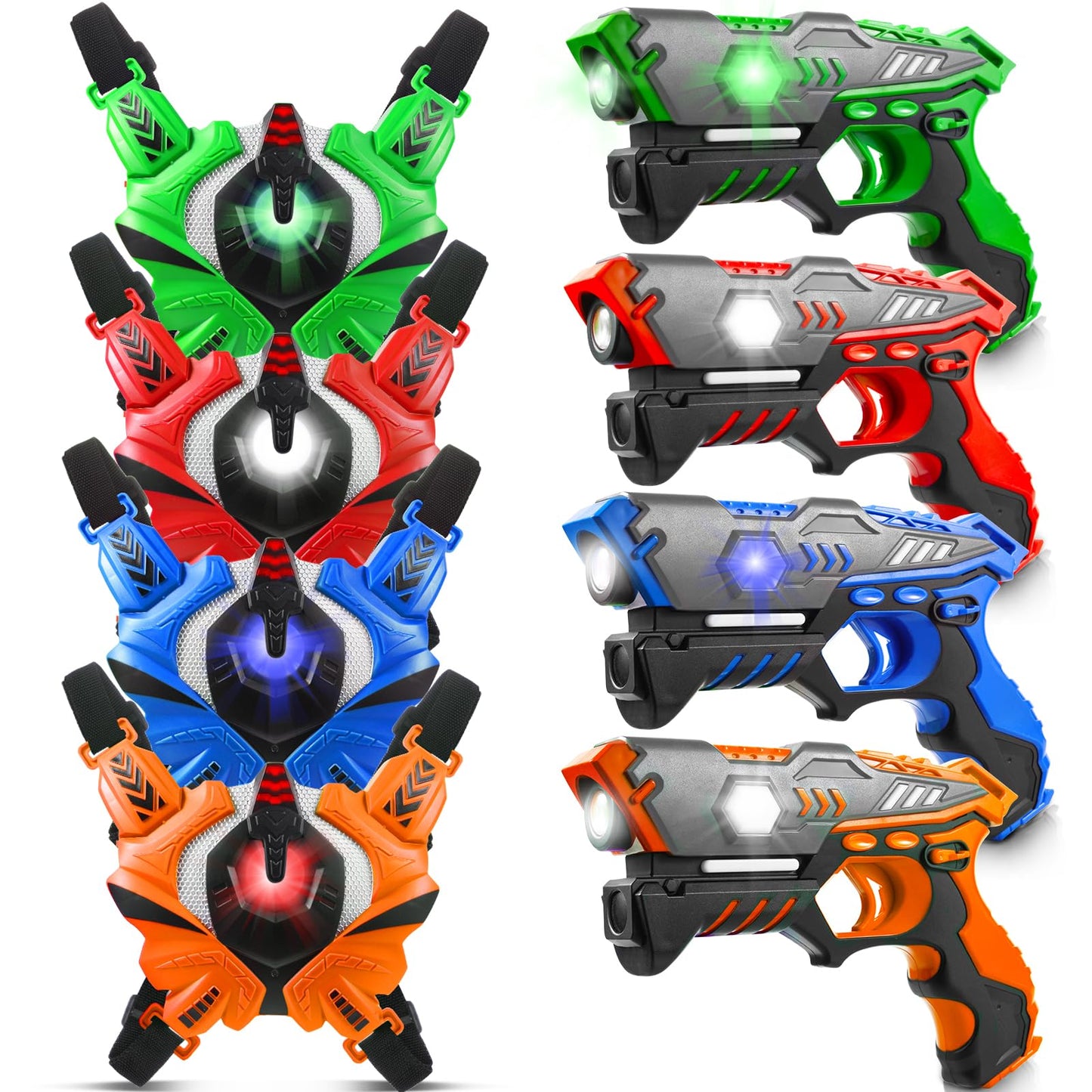Stlloys Laser Tag: 4-Player Infrared Gun Set with Vests | Indoor/Outdoor Game