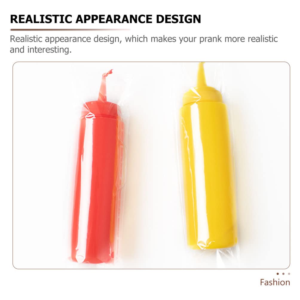 STOBOK 2pcs Fake Mustard & Ketchup Bottle Prank Set – Realistic Squeeze Bottles