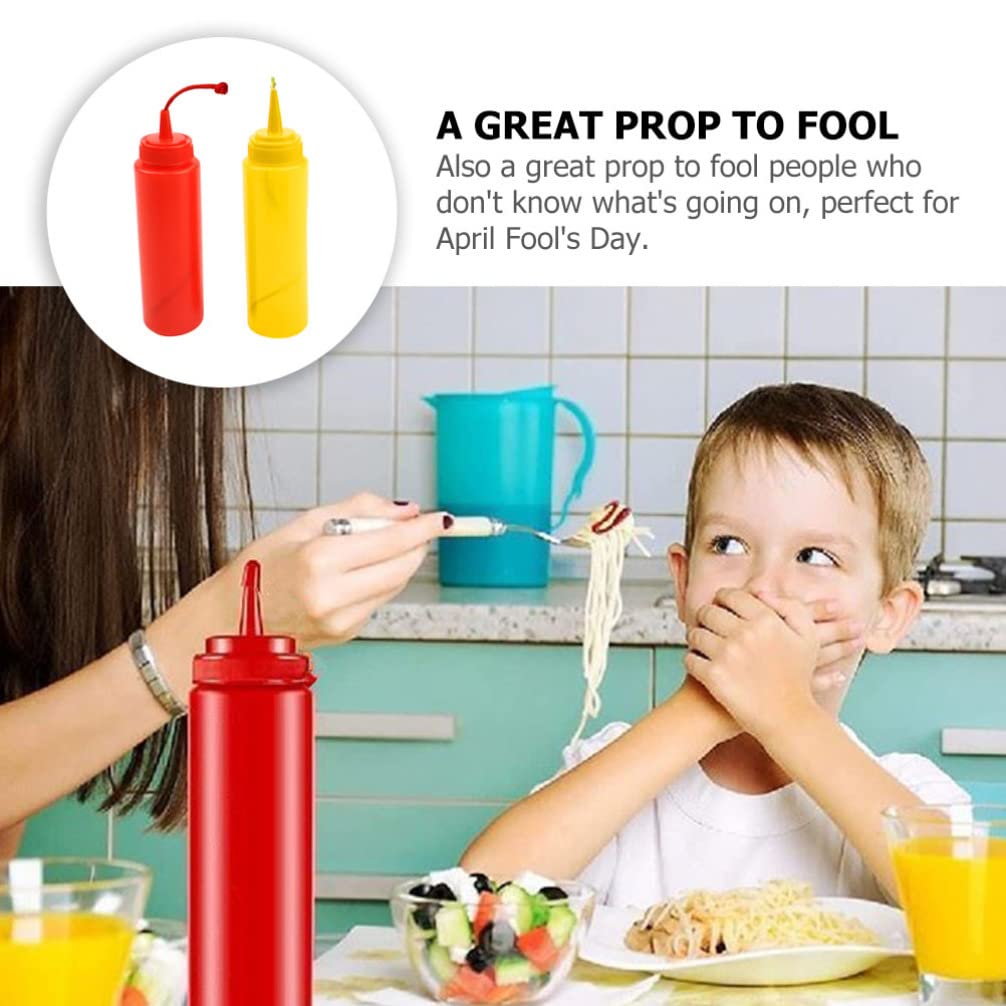 STOBOK 2pcs Fake Mustard & Ketchup Bottle Prank Set – Realistic Squeeze Bottles