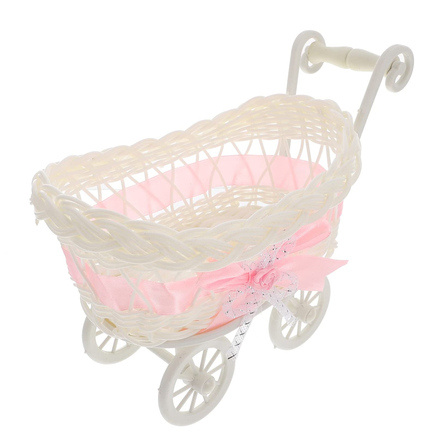 STOBOK Wicker Baby Carriage Basket – Mini Candy Holder & Centerpiece (9.4 x 6.7 x 5.5 in)