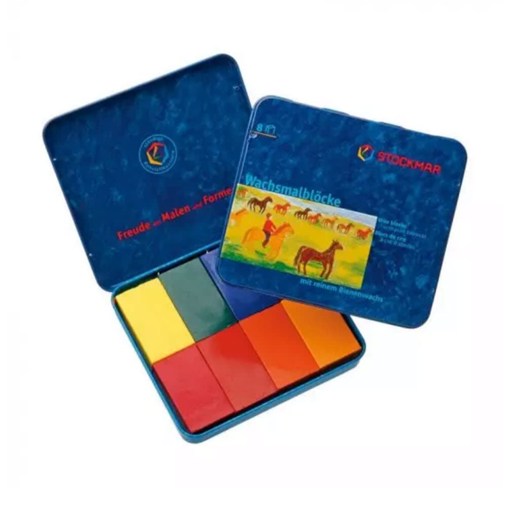 Stockmar Beeswax Block Crayons – 8-Color Set in Tin, Non-Toxic, Handmade in Germany