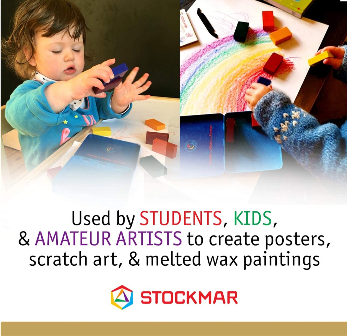 Stockmar Beeswax Block Crayons – 8-Color Set in Tin, Non-Toxic, Handmade in Germany