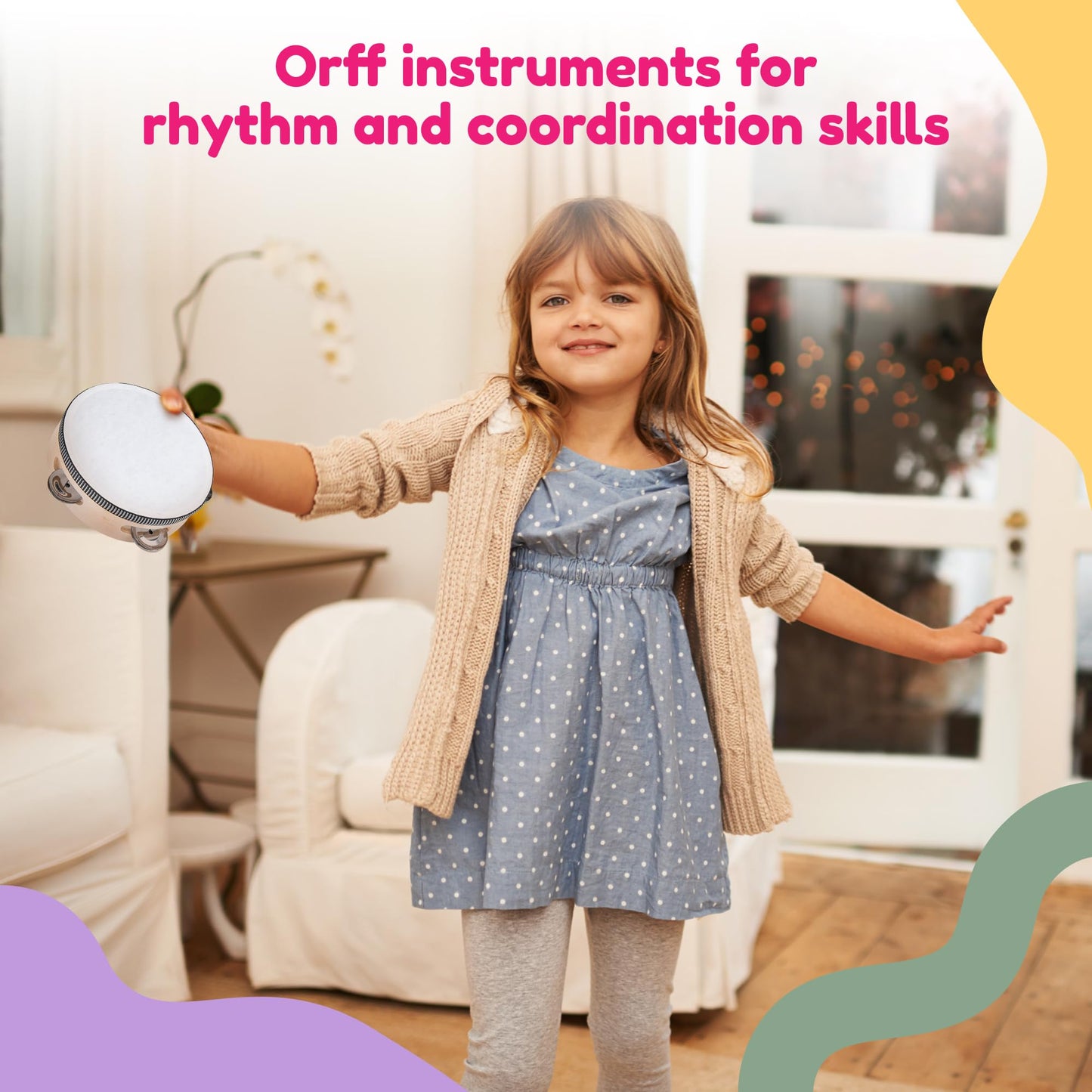 Stoie's Kids Musical Instruments Set – Wooden Toddler Percussion Toys (Xylophone, Tambourine, Maracas)