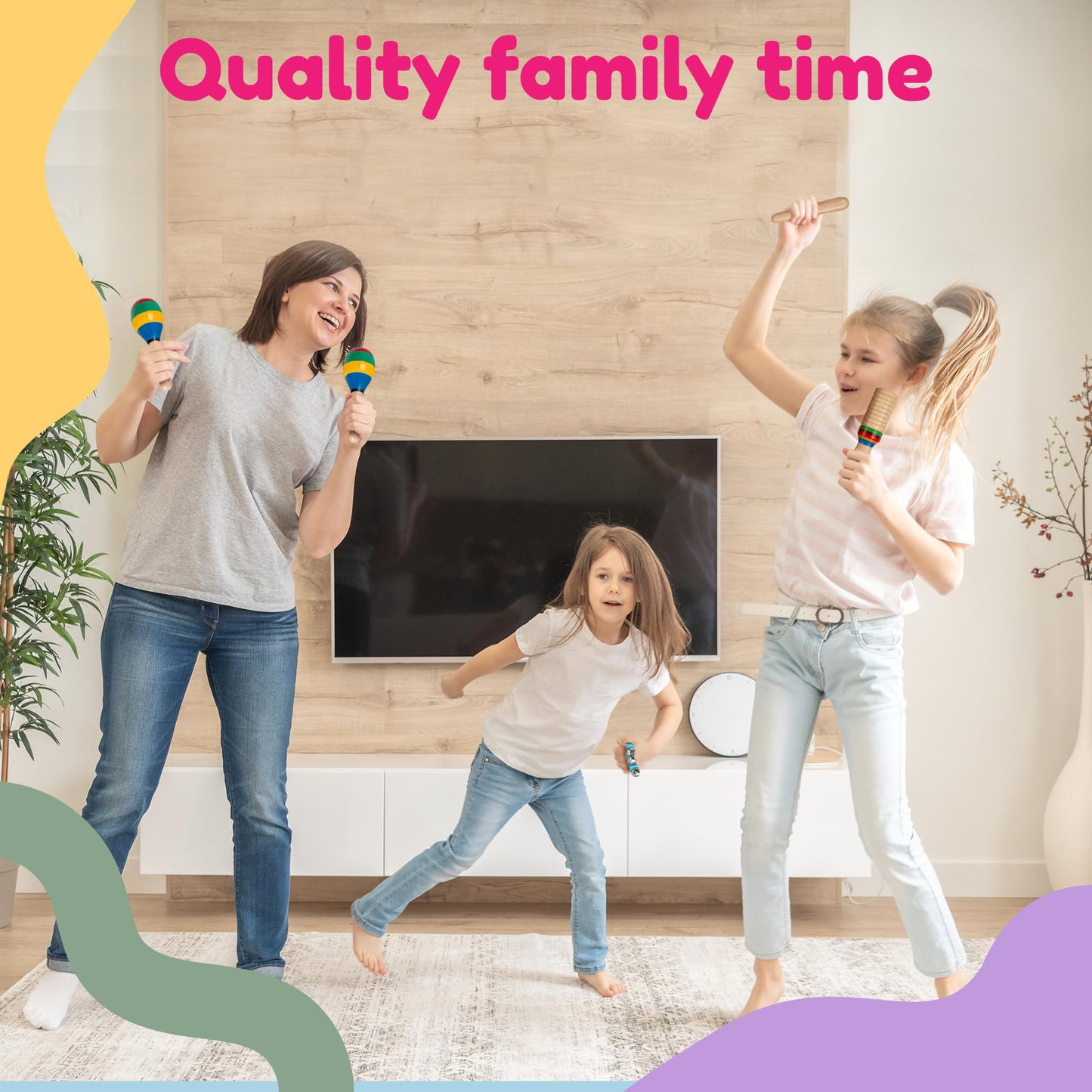 Stoie's Kids Musical Instruments Set – Wooden Toddler Percussion Toys (Xylophone, Tambourine, Maracas)