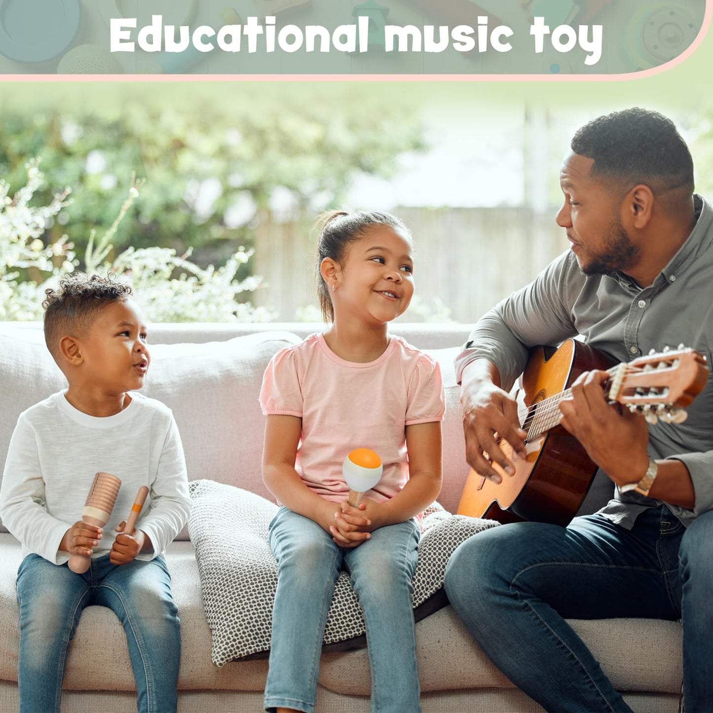 Stoie's Wooden Toddler Musical Instruments – Eco-Friendly Montessori Toy Set with Xylophone, Maracas, Triangle & More