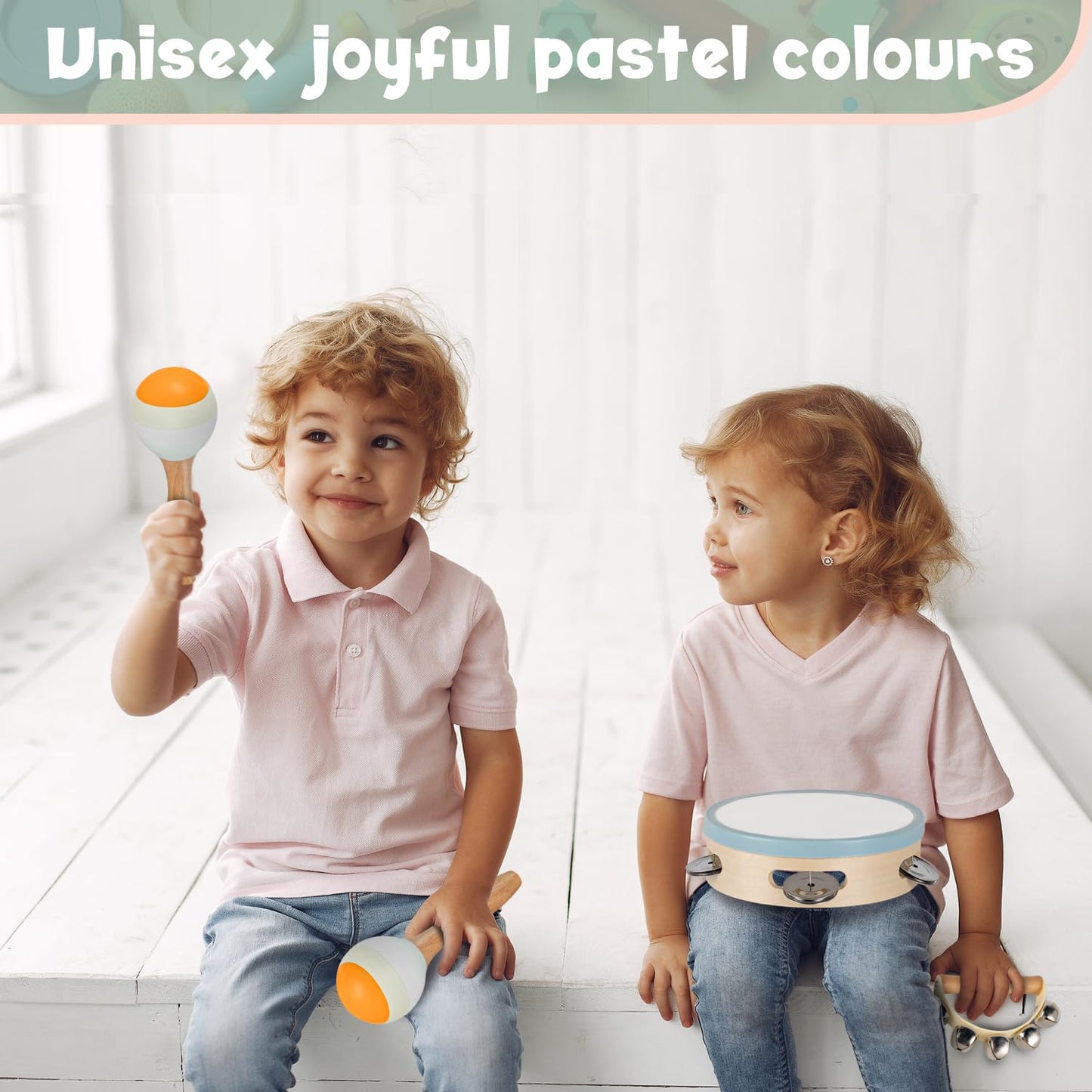 Stoie's Wooden Toddler Musical Instruments – Eco-Friendly Montessori Toy Set with Xylophone, Maracas, Triangle & More
