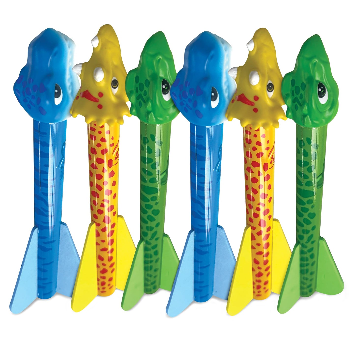 Stomp Rocket Dino-Soar Refills – 6 Replacement Soft Foam Rockets for Dino-Themed Launcher