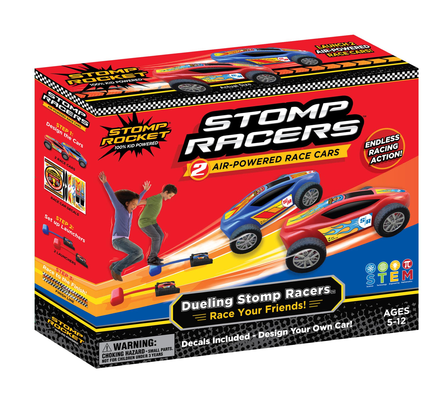 Stomp Rocket Dueling Stomp Racers – 2 Car Air-Powered Race Pack