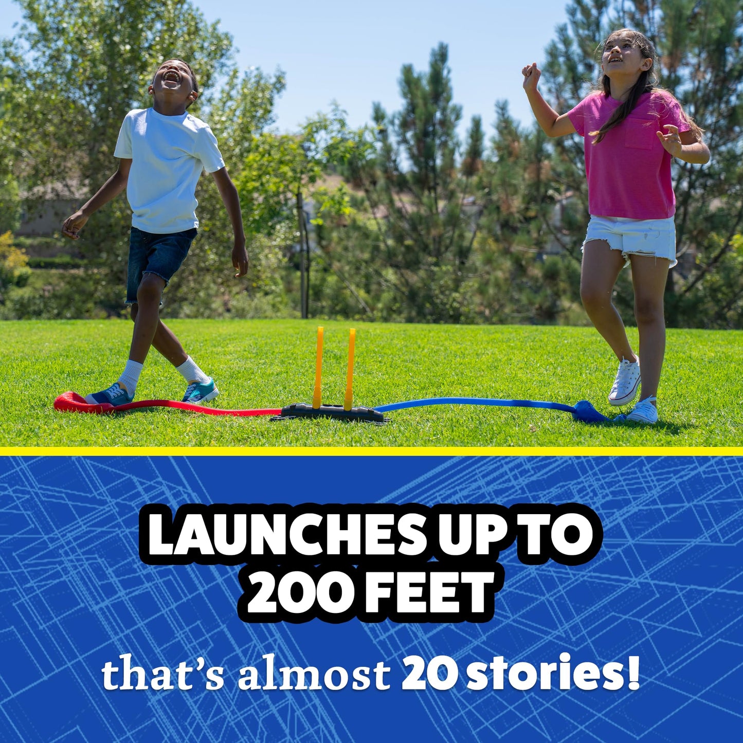 Stomp Rocket Original Dueling Rocket Launcher – 8 Rockets, Backyard Fun