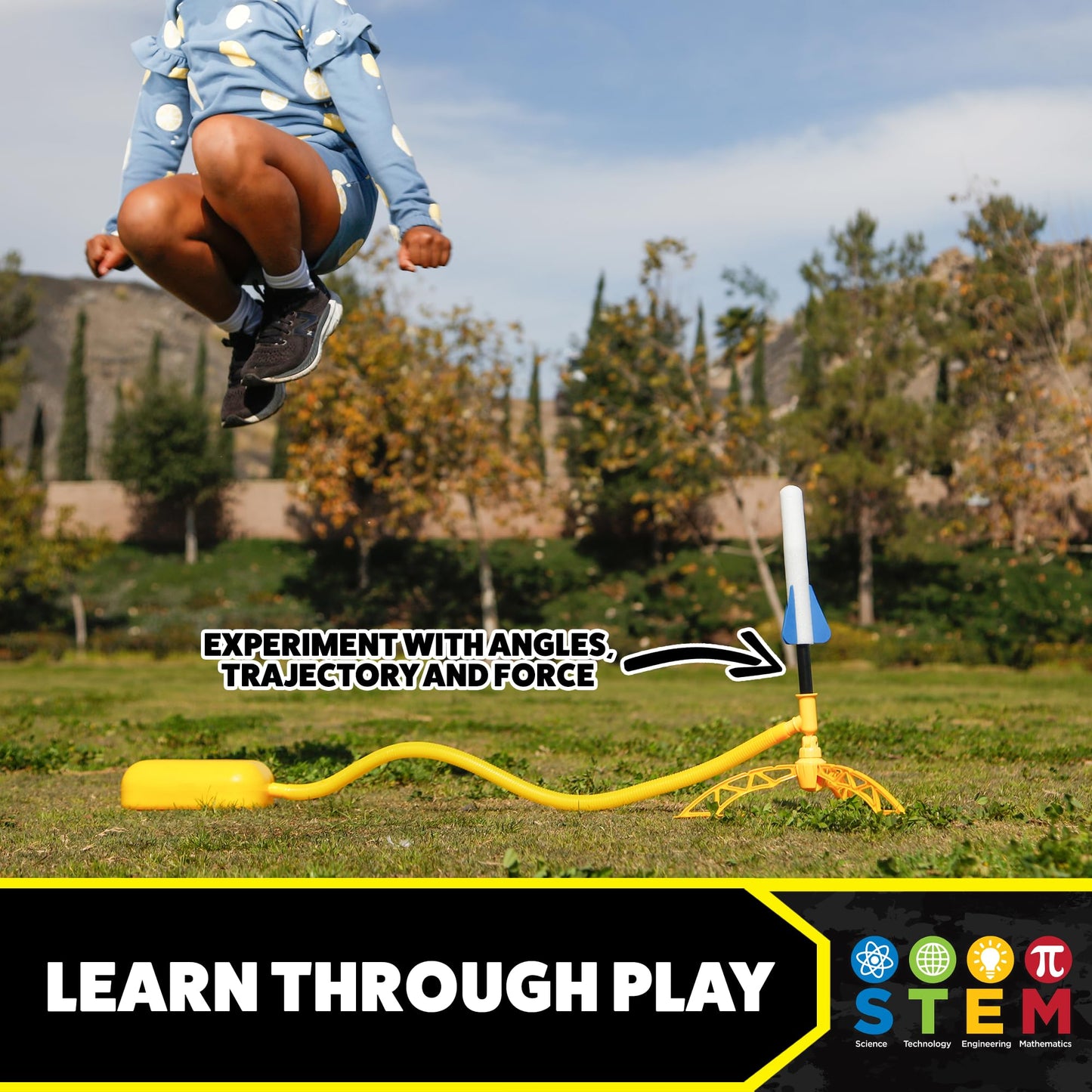 Stomp Rocket Jr Glow Rocket Launcher – Glow-in-the-Dark Outdoor STEM Toy for Kids 3+