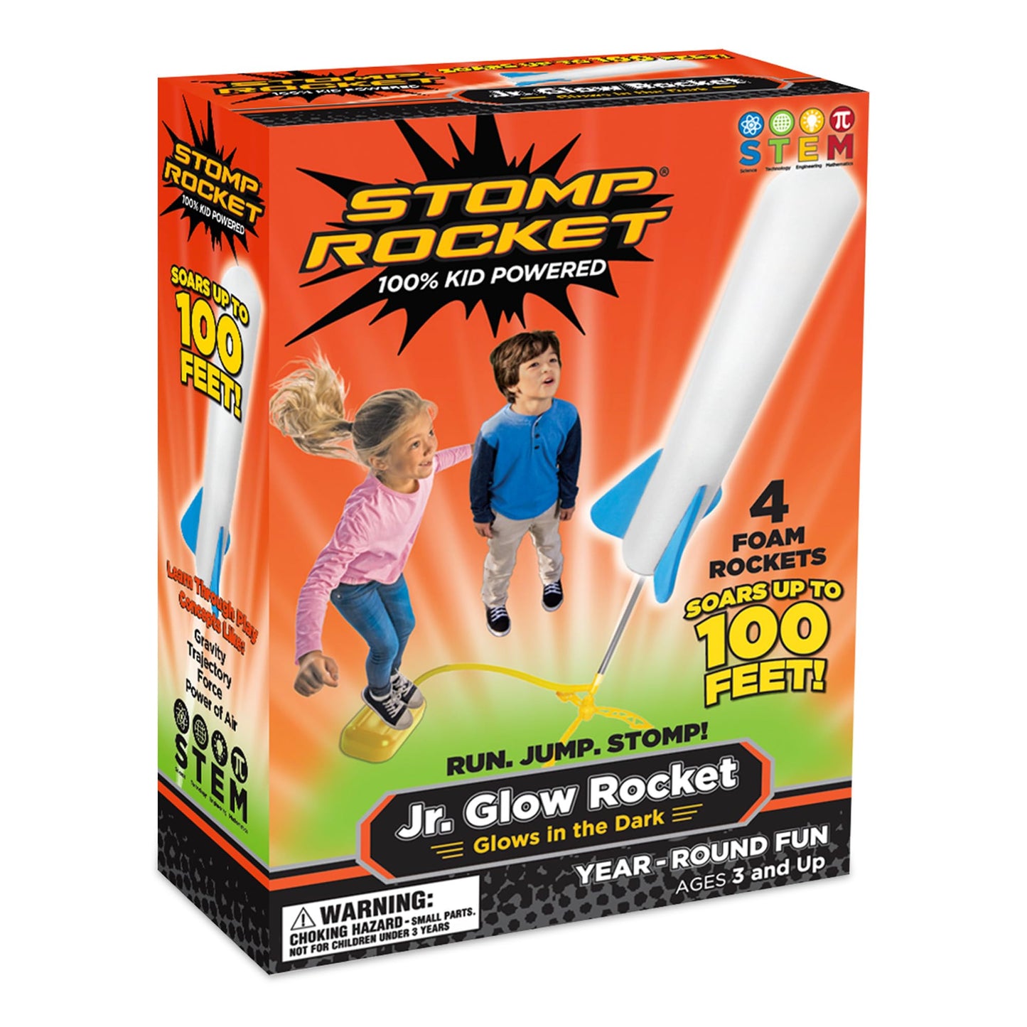 Stomp Rocket Jr Glow Rocket Launcher – Glow-in-the-Dark Outdoor STEM Toy for Kids 3+