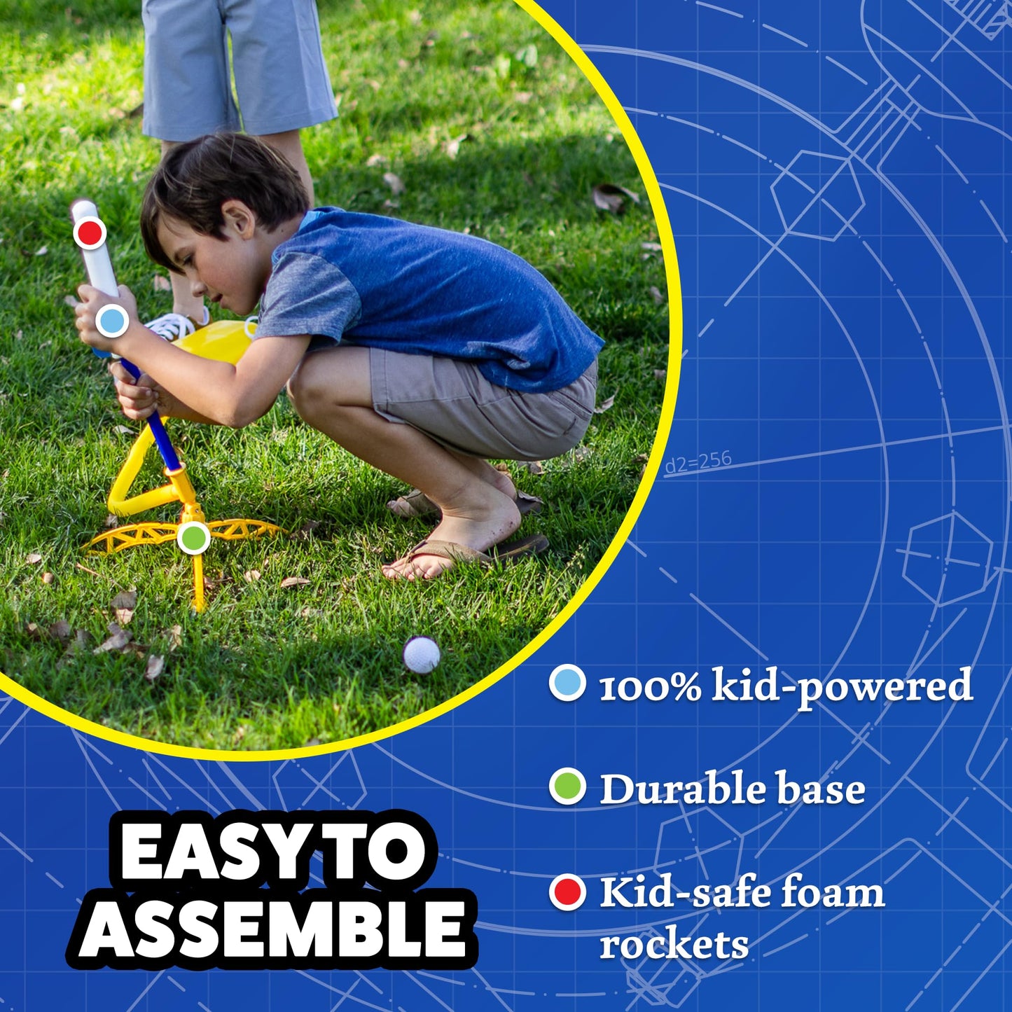 Stomp Rocket Jr Glow Rocket Launcher – Glow-in-the-Dark Outdoor STEM Toy for Kids 3+
