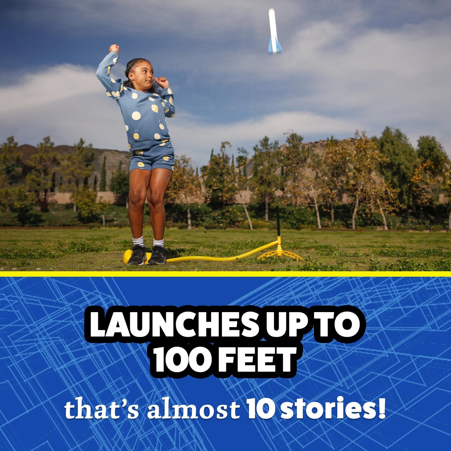 Stomp Rocket Jr Glow Rocket Launcher – Glow-in-the-Dark Outdoor STEM Toy for Kids 3+
