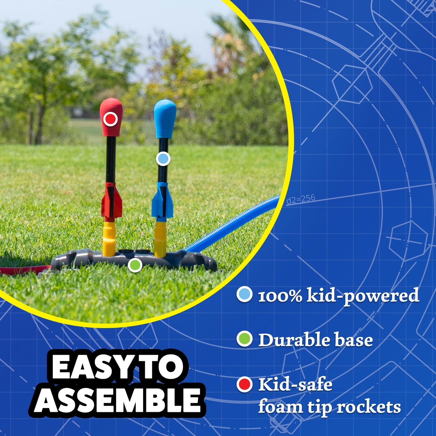 Stomp Rocket Original Dueling Rocket Launcher – 8 Rockets, Backyard Fun