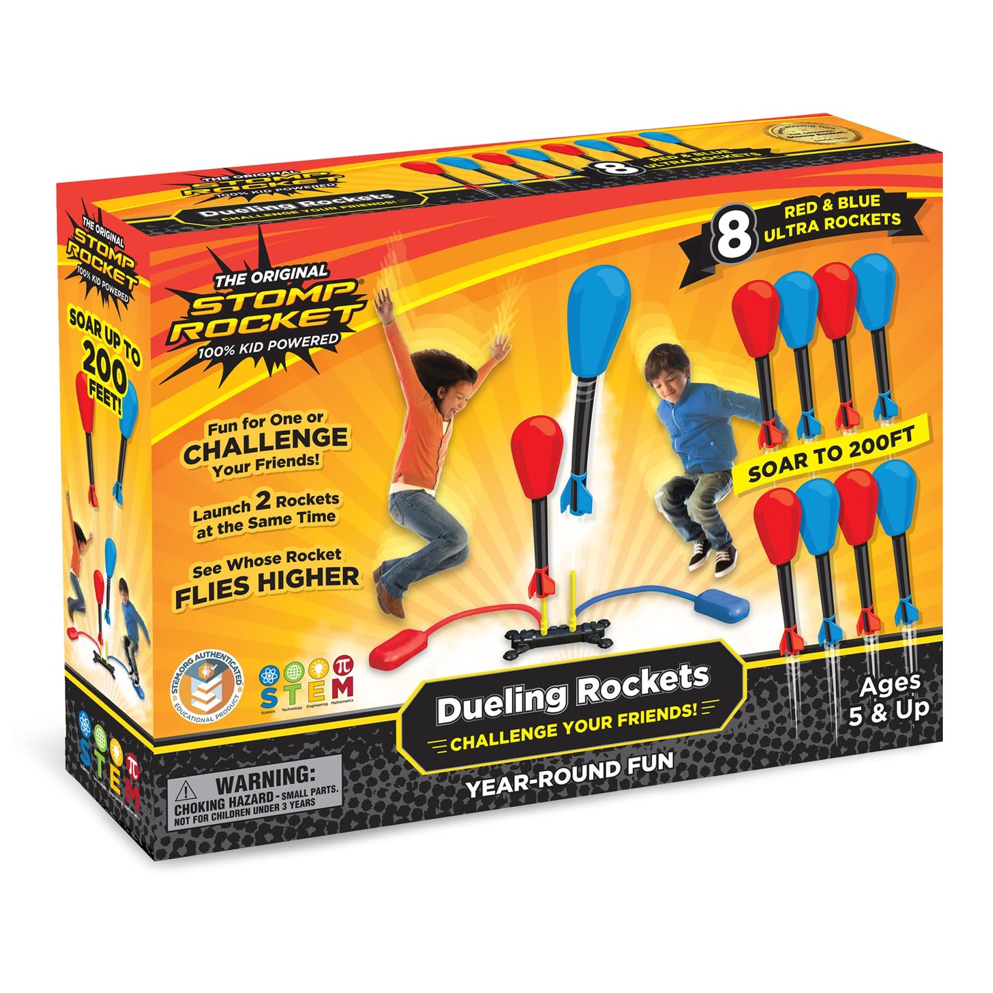 Stomp Rocket Original Dueling Rocket Launcher – 8 Rockets, Backyard Fun