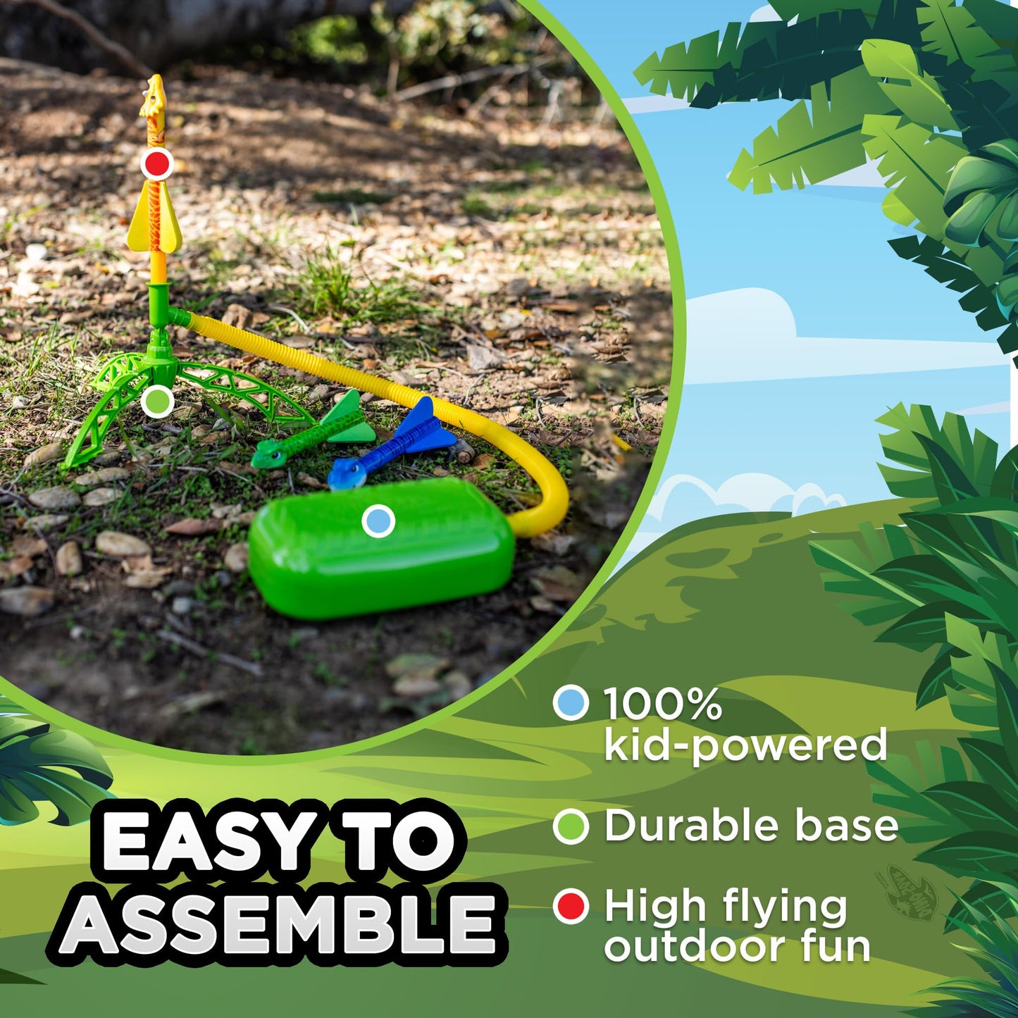 Stomp Rocket Dino-Soar Refills – 6 Replacement Soft Foam Rockets for Dino-Themed Launcher