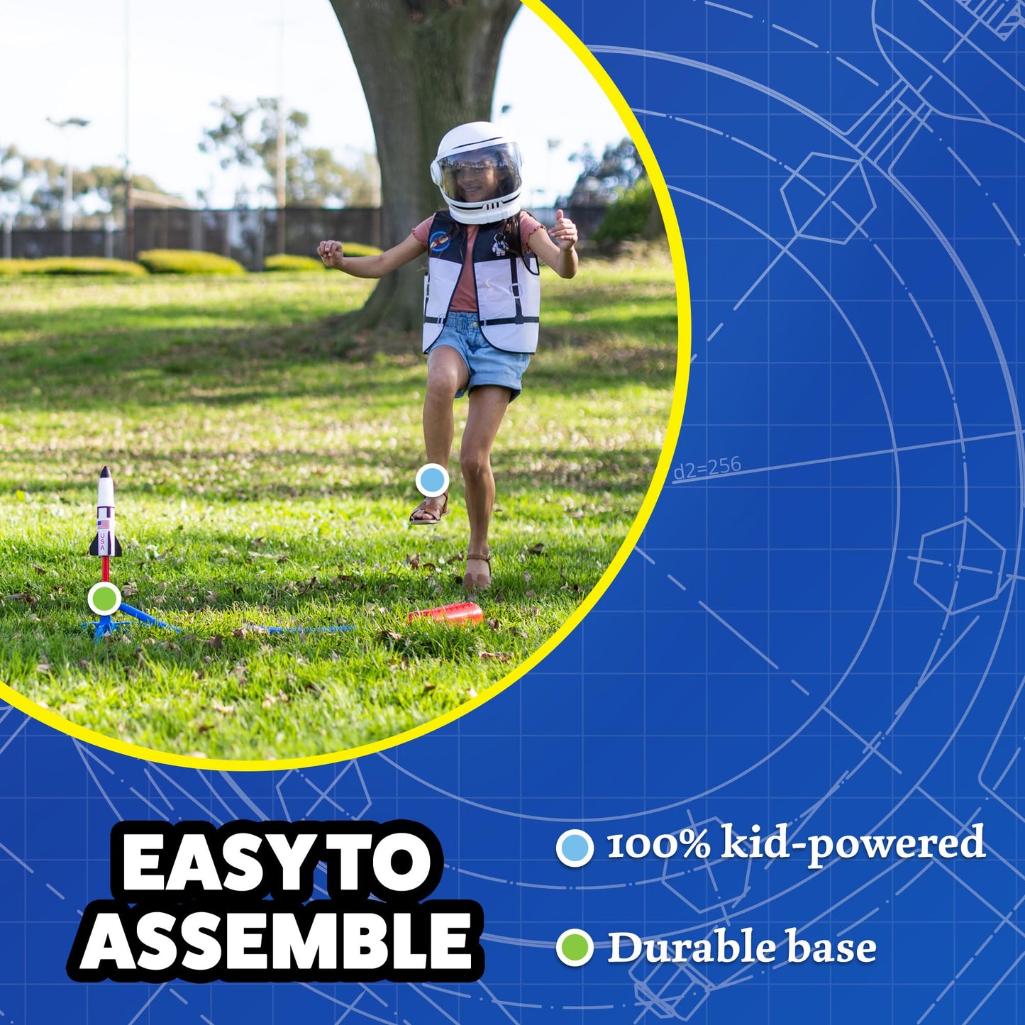 Stomp Rocket Space Collection Rocket Launcher – 3 NASA Foam Rockets for Outdoor STEM Fun (Ages 5+)