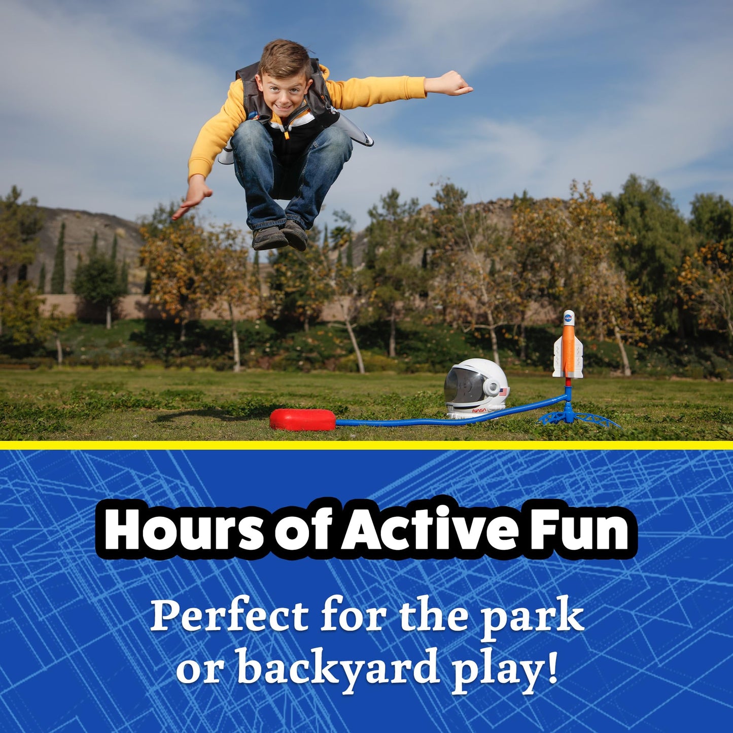 Stomp Rocket Space Collection Rocket Launcher – 3 NASA Foam Rockets for Outdoor STEM Fun (Ages 5+)