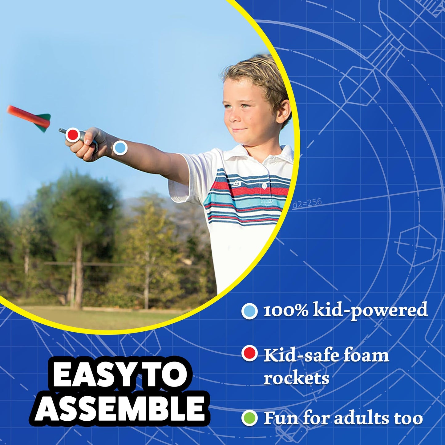 Stomp Rocket Squeeze Rocket 8-Player Party Pack | 8 Launchers & 40 Foam Rockets