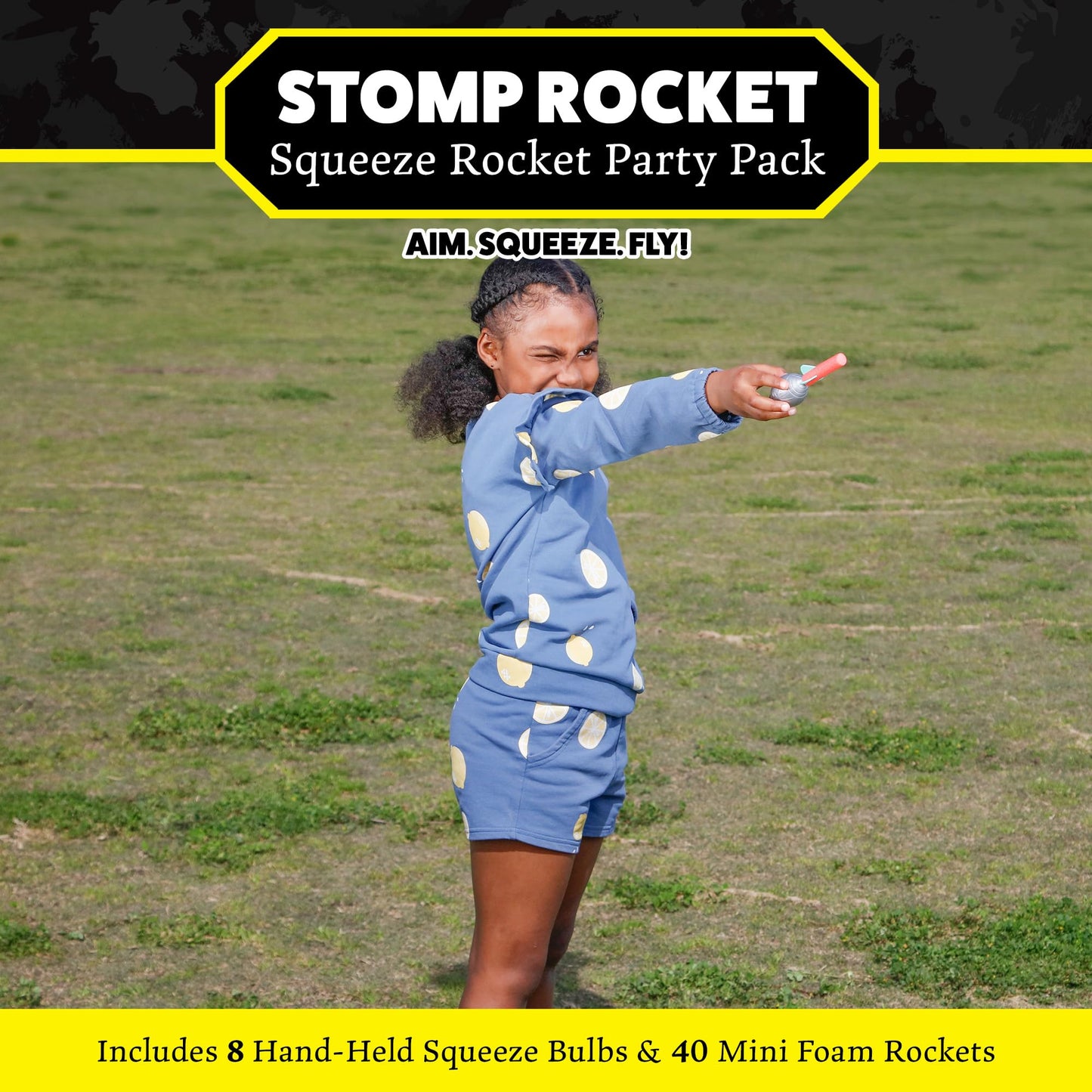 Stomp Rocket Squeeze Rocket 8-Player Party Pack | 8 Launchers & 40 Foam Rockets