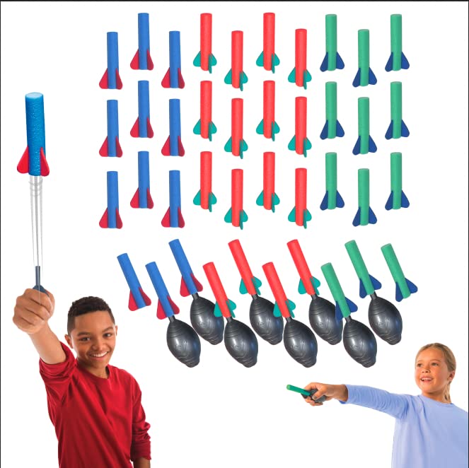 Stomp Rocket Squeeze Rocket 8-Player Party Pack | 8 Launchers & 40 Foam Rockets