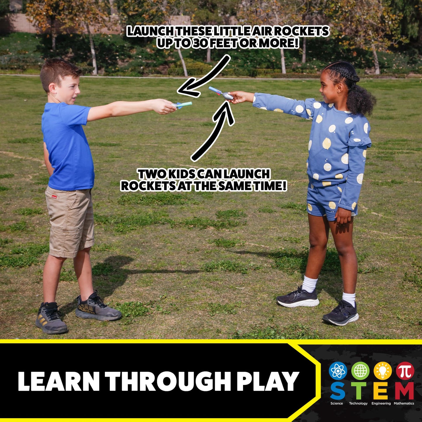 Stomp Rocket Squeeze Rocket 8-Player Party Pack | 8 Launchers & 40 Foam Rockets