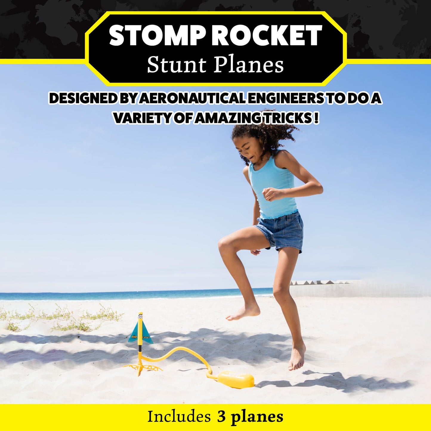 Stomp Rocket Stunt Plane Launcher – 3 Foam Planes That Fly Over 100 Feet