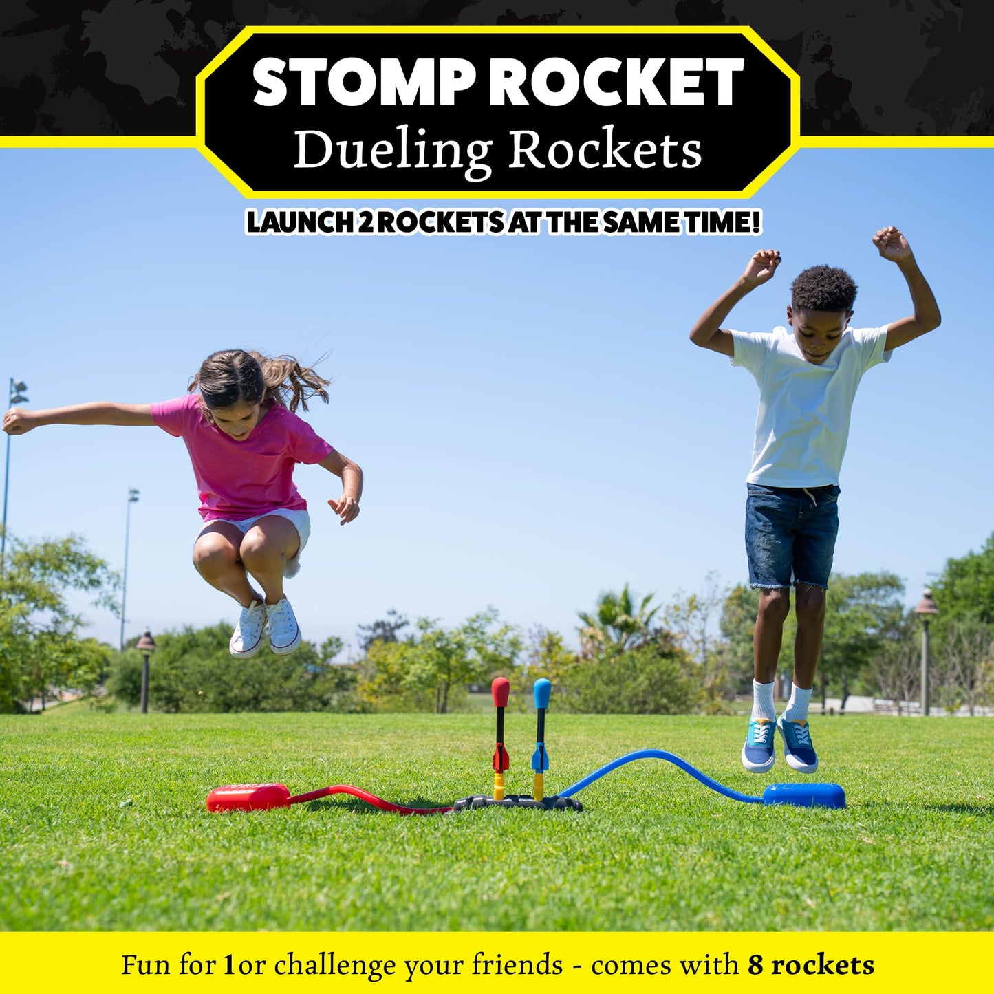 Stomp Rocket Original Dueling Rocket Launcher – 8 Rockets, Backyard Fun