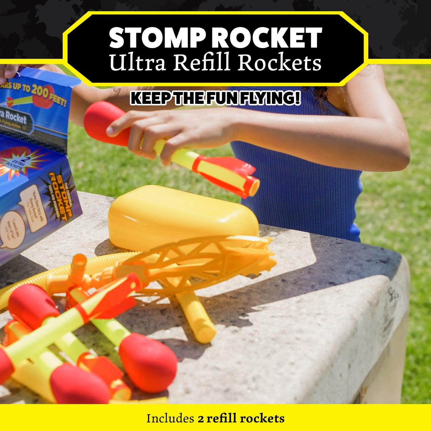 Stomp Rocket Ultra Refills – 2 Foam-Tipped Replacement Rockets for Outdoor Play