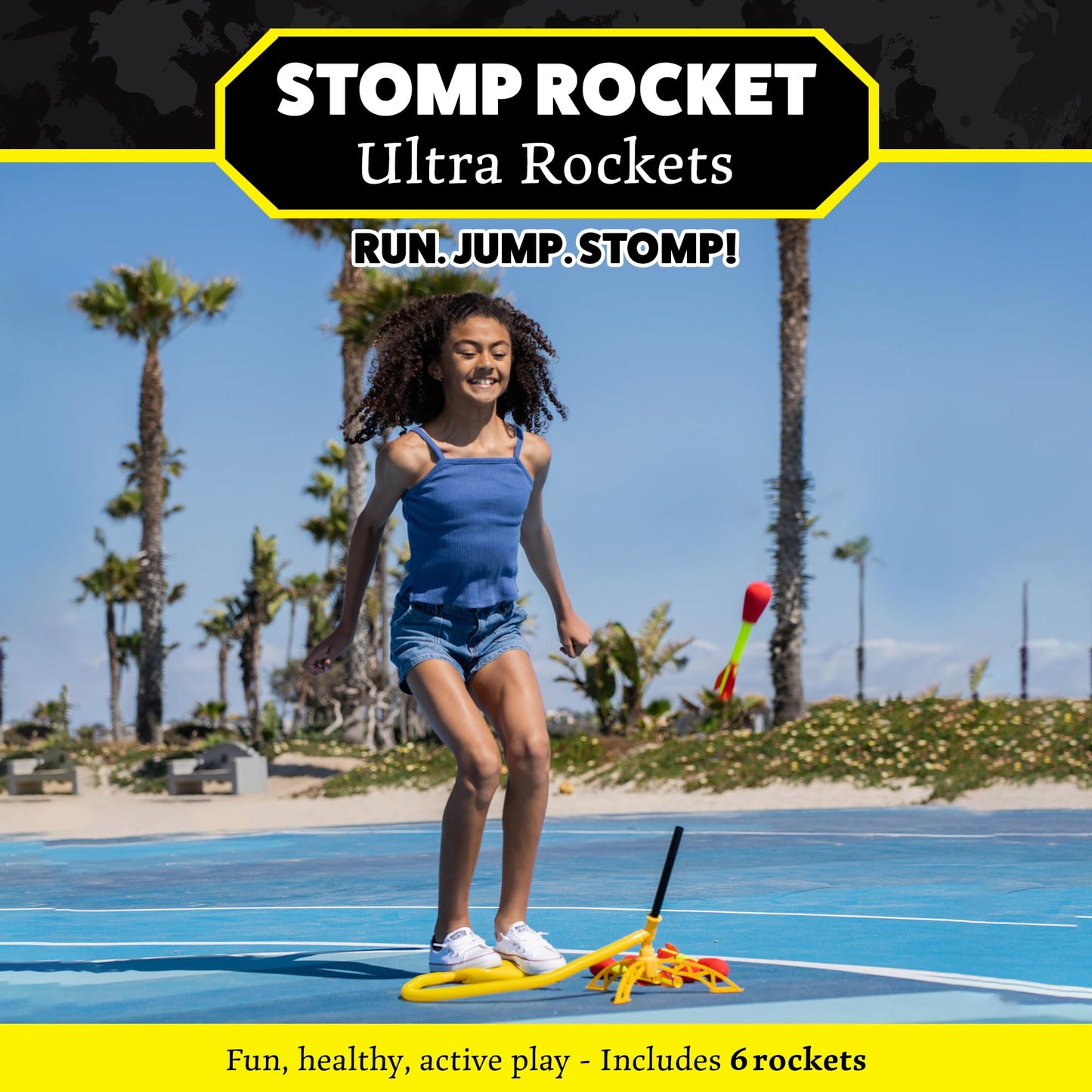 Stomp Rocket Ultra Launcher – 6 Rockets, 200 ft Outdoor Fun for Kids