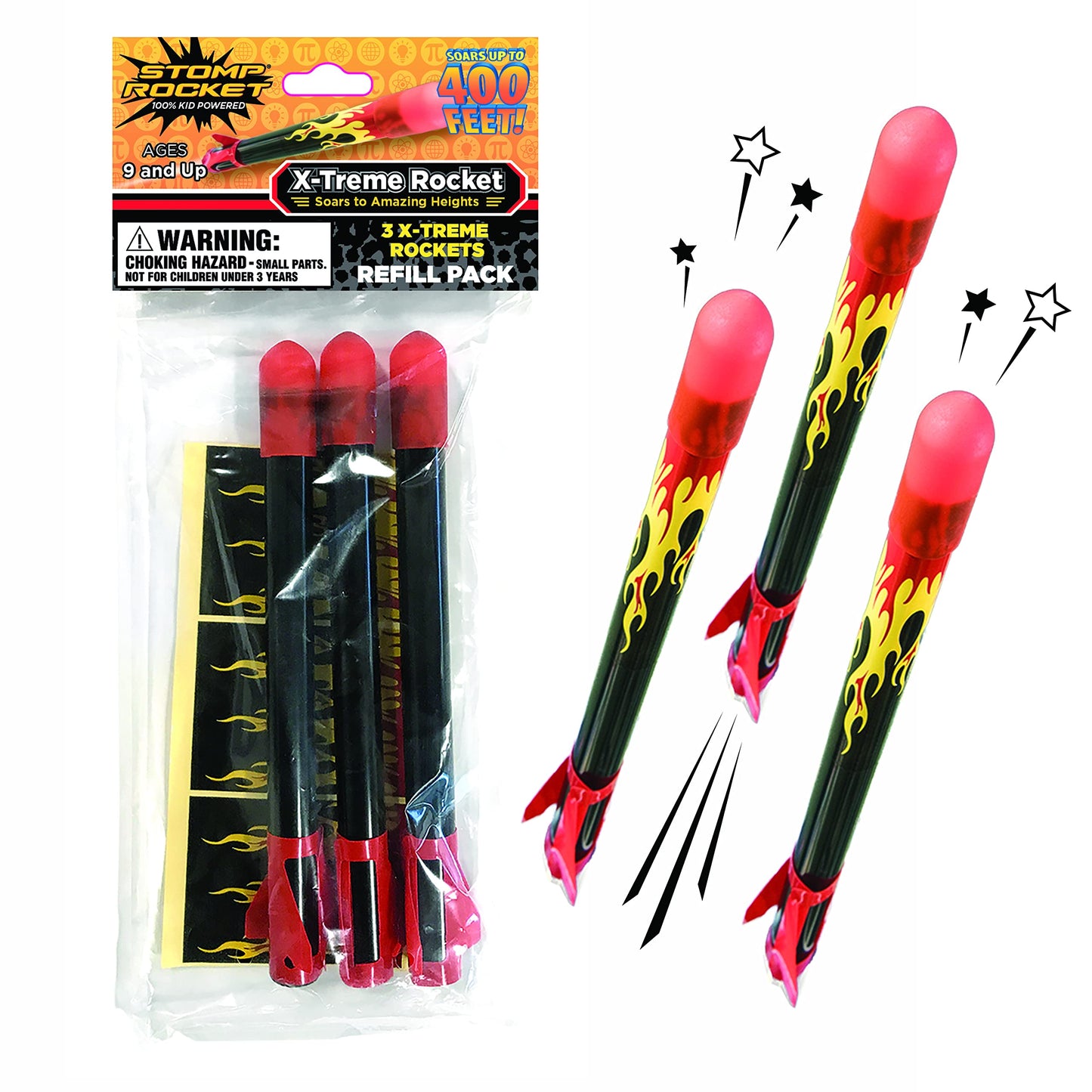Stomp Rocket X-Treme Refills — 3 Rockets for Kid-Powered Flights Up to 400 ft