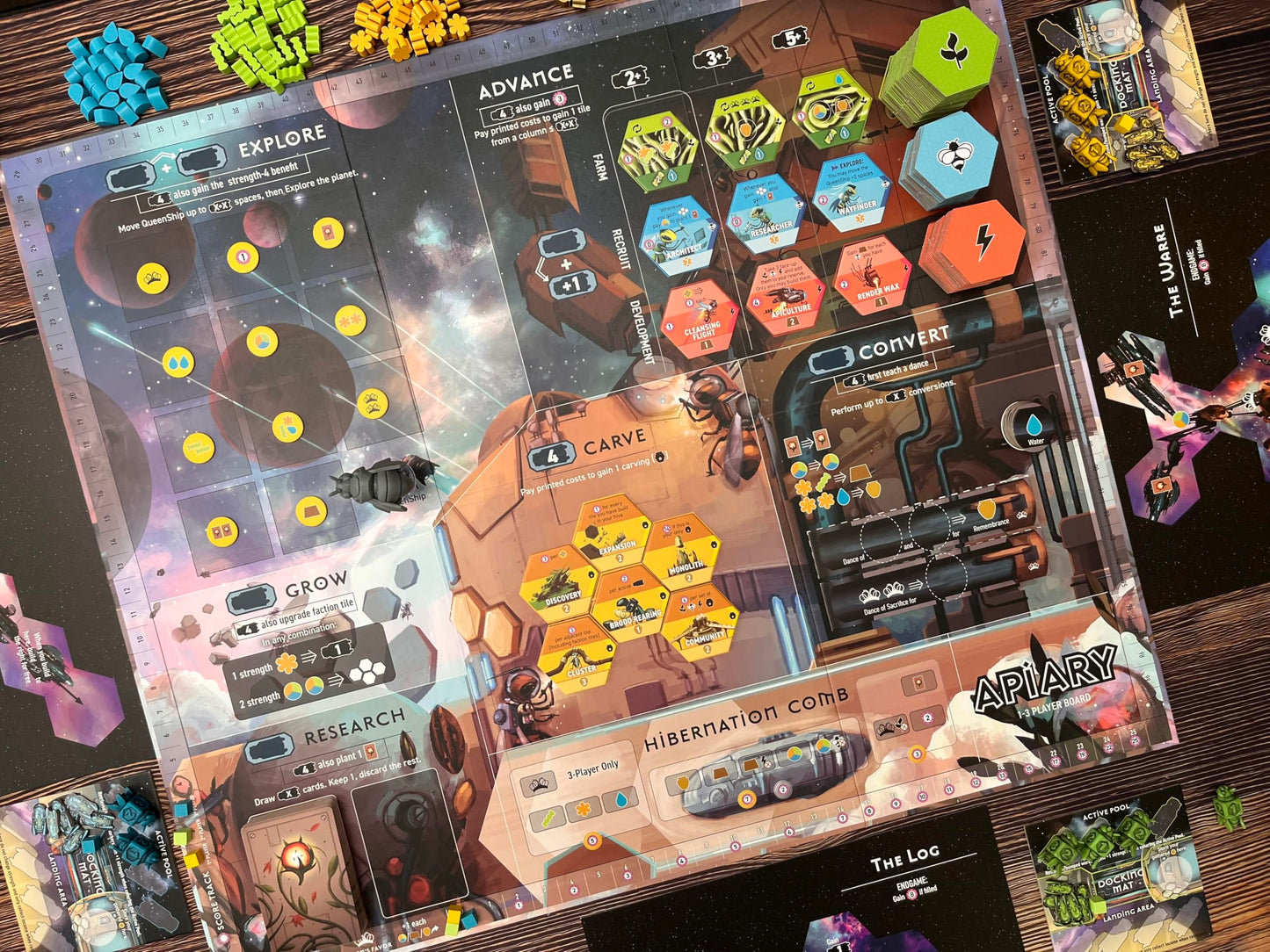 Stonemaier Games Apiary (Base Game) – Space Bees Strategy Board Game | Build Your Hive, Explore Space | 1-5 Players | 60–90 Minutes