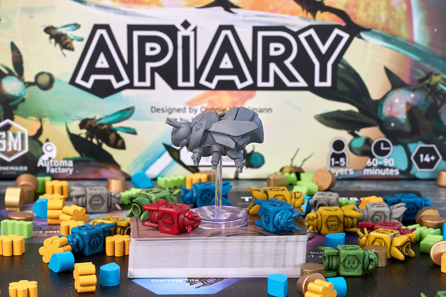 Stonemaier Games Apiary (Base Game) – Space Bees Strategy Board Game | Build Your Hive, Explore Space | 1-5 Players | 60–90 Minutes