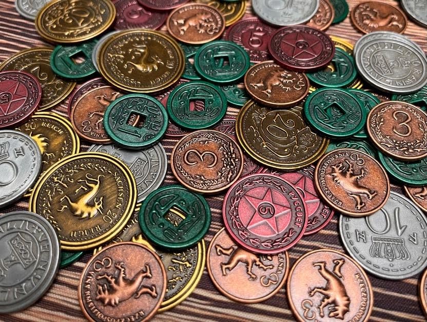 Stonemaier Games Metal Coins (Scythe & Expeditions) – 80 Zinc Alloy Denomination Coins