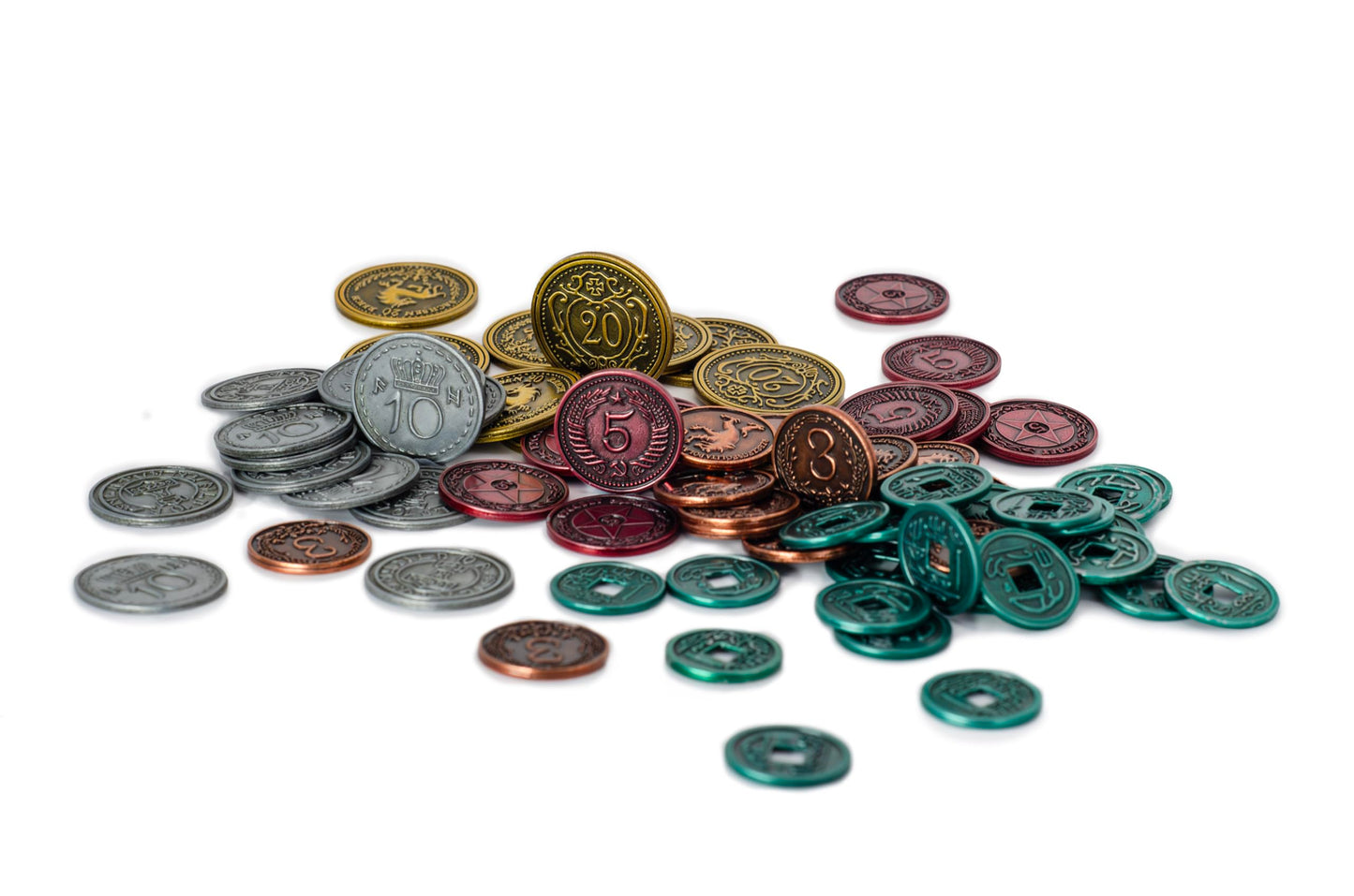 Stonemaier Games Metal Coins (Scythe & Expeditions) – 80 Zinc Alloy Denomination Coins