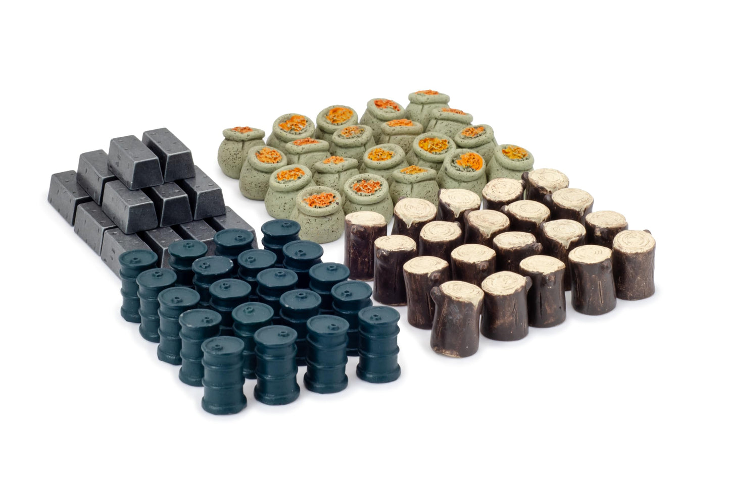 Stonemaier Games Scythe Realistic Resources – 80 Upgraded Tokens (Grain, Iron, Oil, Wood)