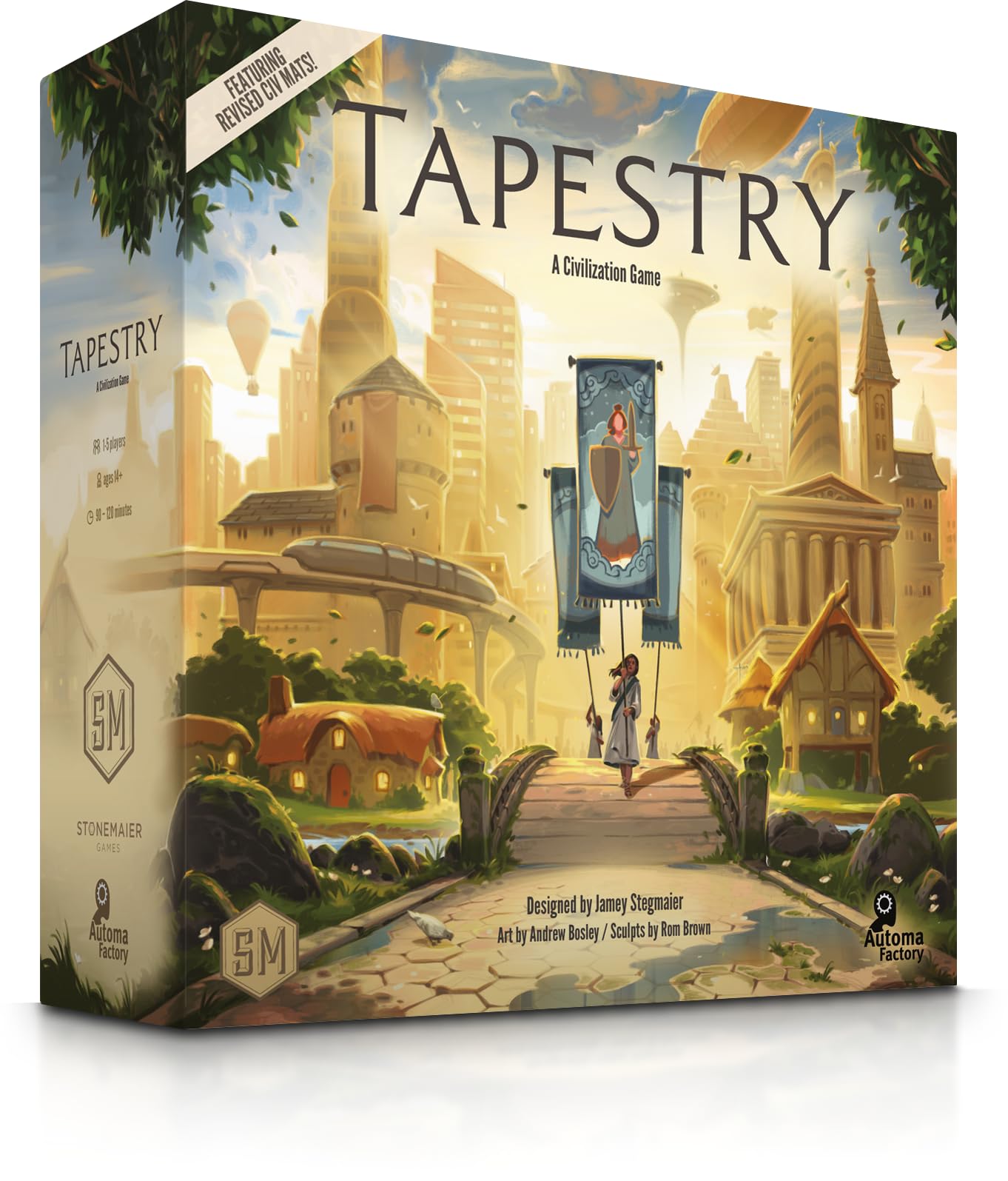 Stonemaier Games: Tapestry (Base Game) by Jamey Stegmaier | Civilization Building Strategy Board Game for 1–5 Players | 90–120 Minutes