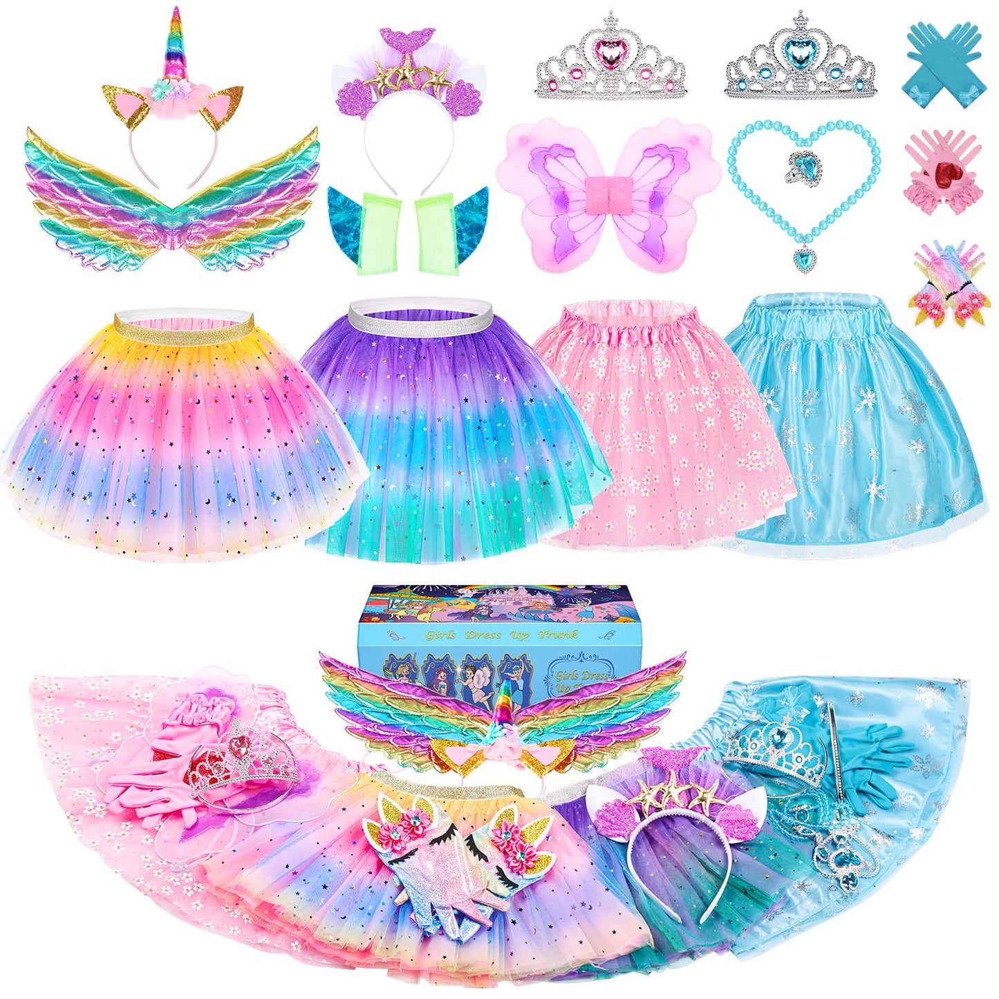 STOPKLAS Little Girls Dress Up Set - Fairy & Mermaid Princess Costumes