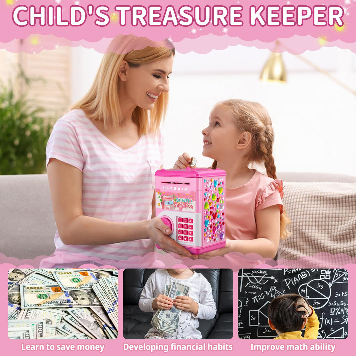 STOPKLAS Piggy Bank for Kids – Electronic Mini ATM with Password (Pink)