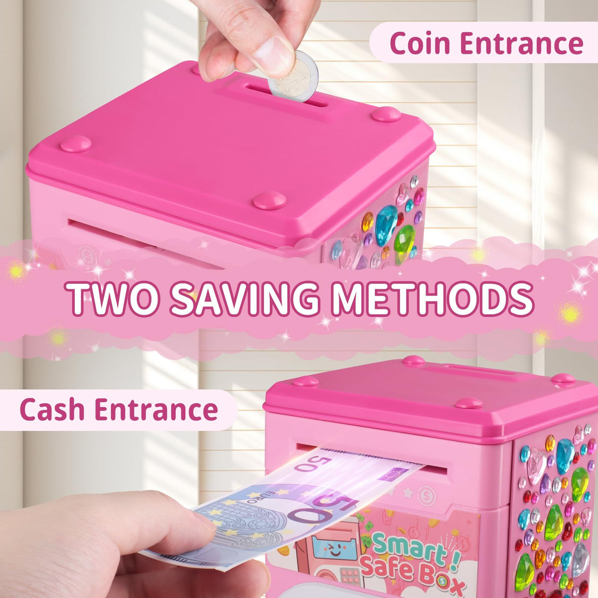 STOPKLAS Piggy Bank for Kids – Electronic Mini ATM with Password (Pink)
