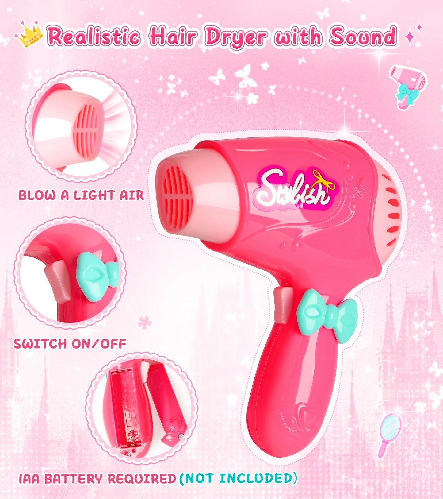 STOPKLAS Princess Light Up Cape & Dress-Up Shoes – Kids Pretend Makeup Set for Girls 3-6