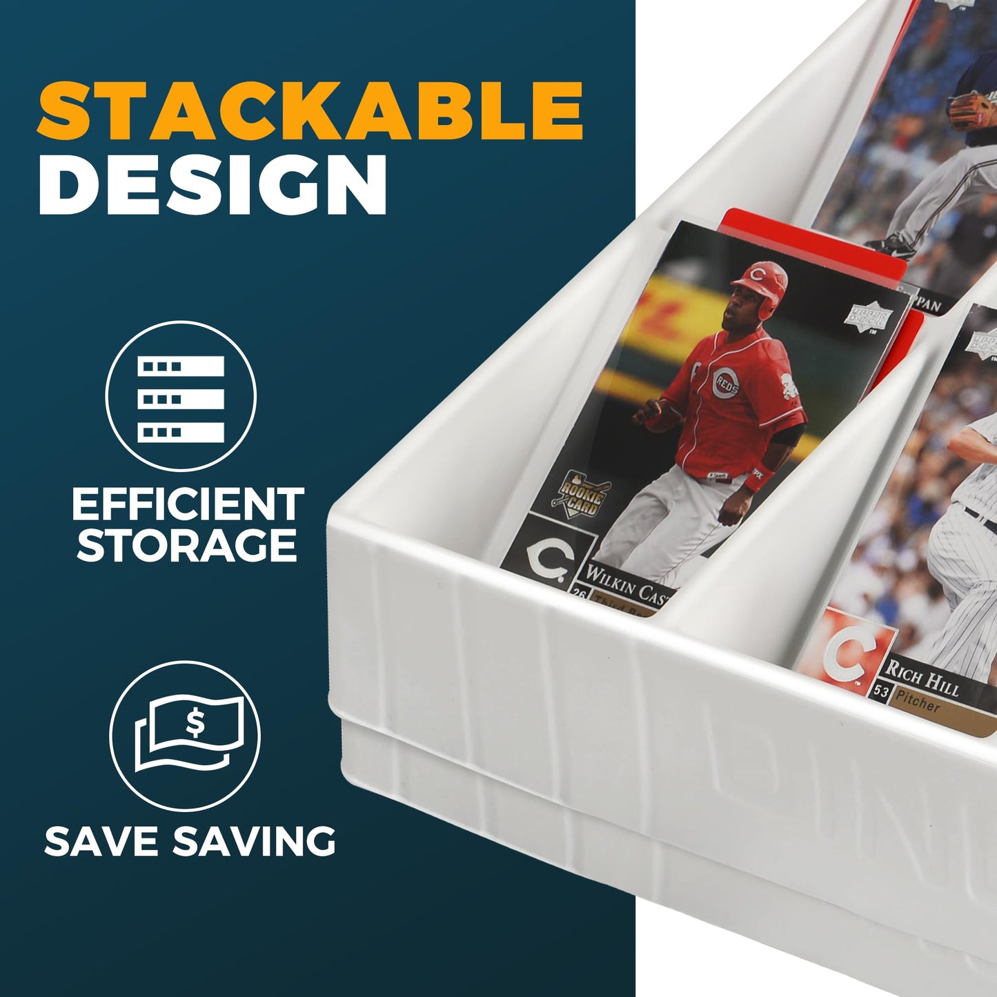 Storage Standard Card Sorting Tray – 15-Compartment Stackable Organizer (White)
