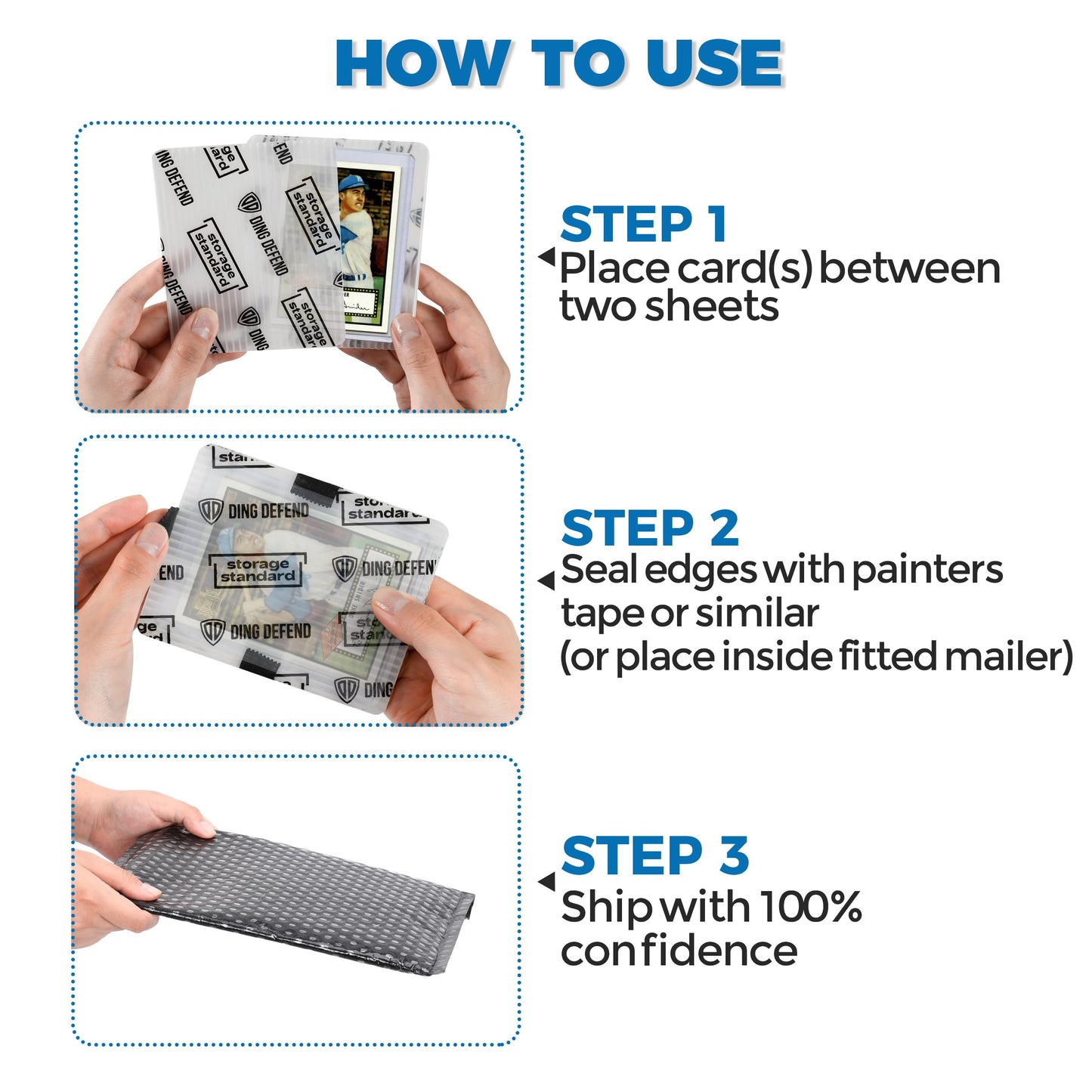 Storage Standard Trading Card Protectors – Premium Ultra-Strong Plastic Inserts, 110 Pack, 3.5 x 4.5 in