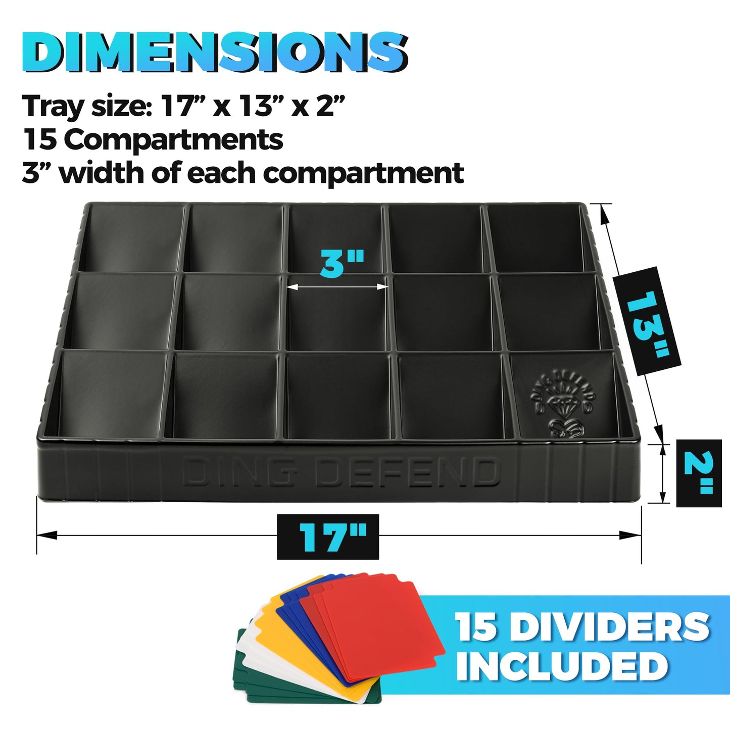 Storage Standard Card Sorting Tray – 15-Compartment Stackable Organizer with Dividers