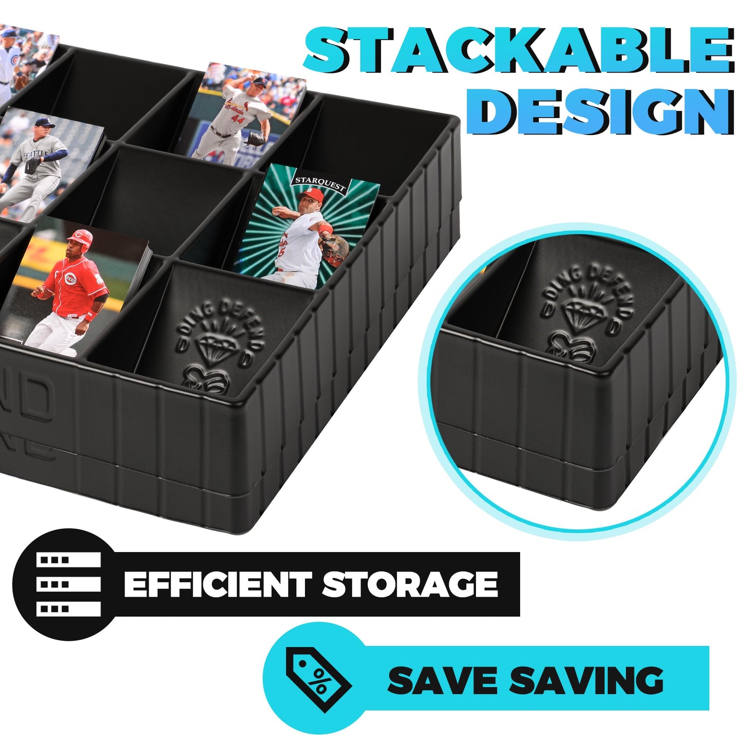 Storage Standard Card Sorting Tray – 15-Compartment Stackable Organizer with Dividers